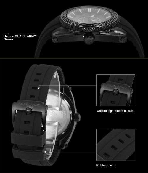 Genuine SHARK ARMY Mens Silicone Band Sport Military Watch  Ref11