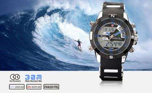 GENUINE SHARK Mens LCD Digital Blue Rubber Military Sport Watch Ref19
