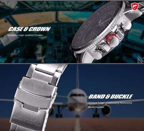 Genuine Shark Black Men Steel Quartz Army Watch  Ref14