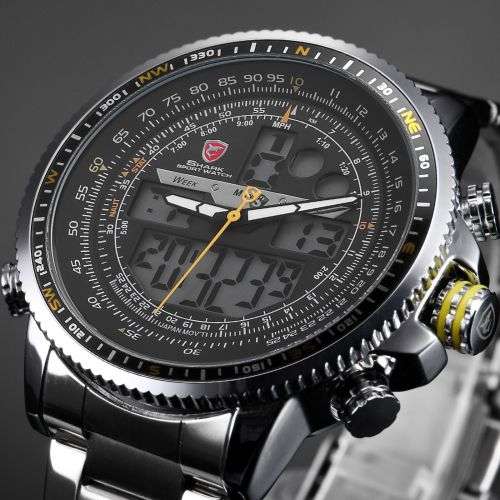 Shark Black Men Steel Quartz Army Watch  Ref38