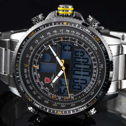 Shark Black Men Steel Quartz Army Watch  Ref38