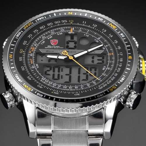 Shark Black Men Steel Quartz Army Watch  Ref38