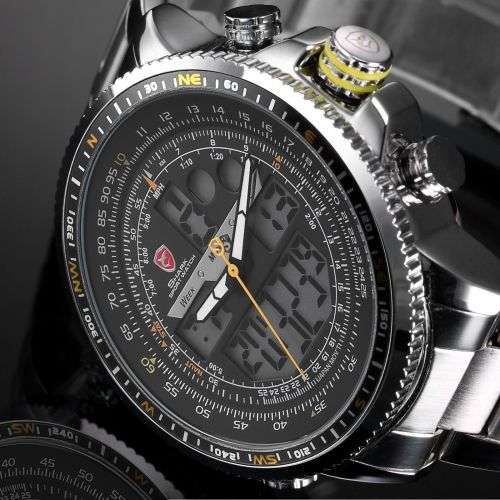 Shark Black Men Steel Quartz Army Watch  Ref38