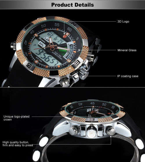 GENUINE SHARK Mens LCD Digital Date Day Black Rubber Military Alarm Quartz Sport Watch Ref39