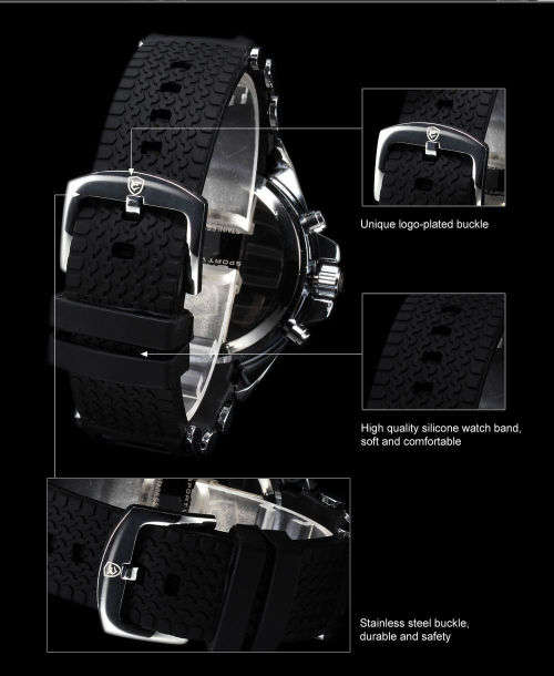 GENUINE SHARK Mens LCD Digital Date Day Black Rubber Military Alarm Quartz Sport Watch Ref39