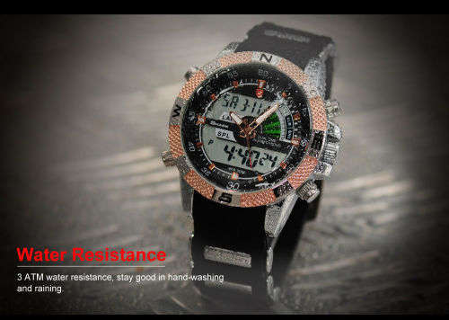 GENUINE SHARK Mens LCD Digital Date Day Black Rubber Military Alarm Quartz Sport Watch Ref39