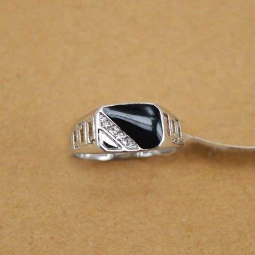 Men Stainless Steel Ring Gemstone Ring Black Onyx Size 12