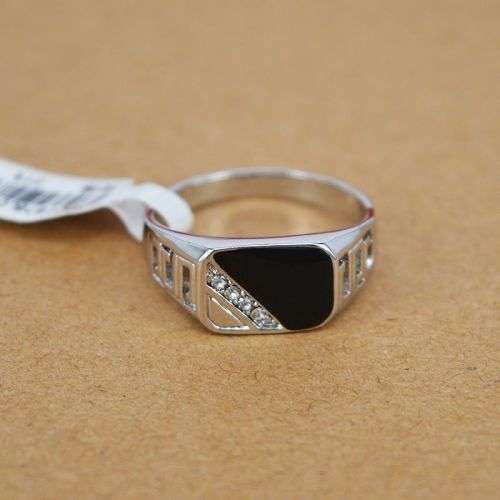 Men Stainless Steel Ring Gemstone Ring Black Onyx Size 12