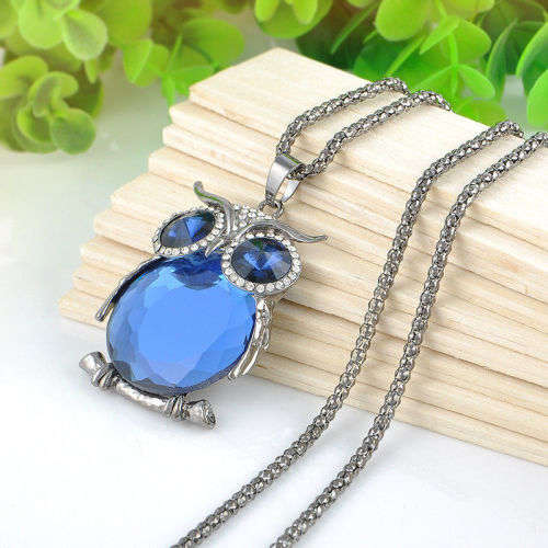 Owl Rhinestone Crystal Pendant Animal Chain Sweater