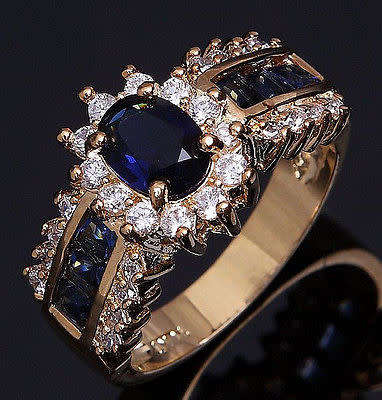 Blue Sapphire Gold Filled Wedding Rings Sz 10