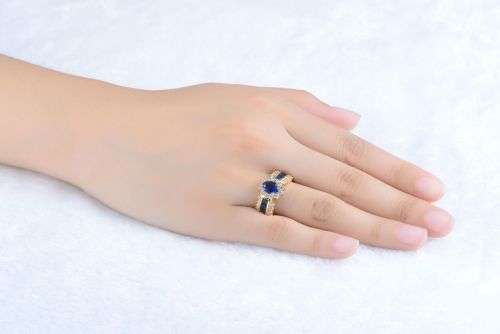 Blue Sapphire Gold Filled Wedding Rings Sz 10