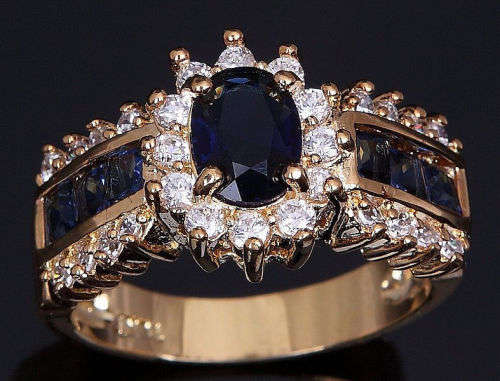 Blue Sapphire Gold Filled Wedding Rings Sz 10