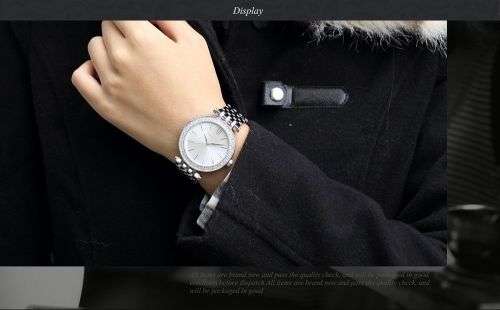 Taylor Cole Luxury Silver Stainless Steel Lady Women Watch - SILVER