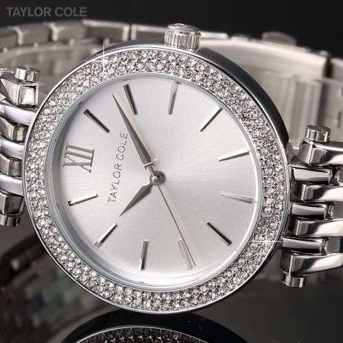 Taylor Cole Luxury Silver Stainless Steel Lady Women Watch - SILVER