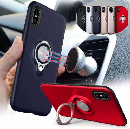 iPHONE 8 Shockproof Kickstand Case Cover Magnetic Car Mount - SILVER