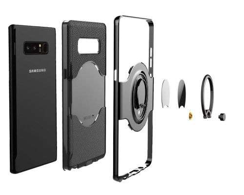 SAMSUNG GALAXY NOTE 8  Hybrid Case Ring Holder Magnetic Cover - SILVER