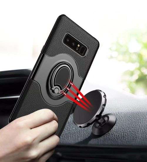 SAMSUNG GALAXY NOTE 8  Hybrid Case Ring Holder Magnetic Cover - SILVER