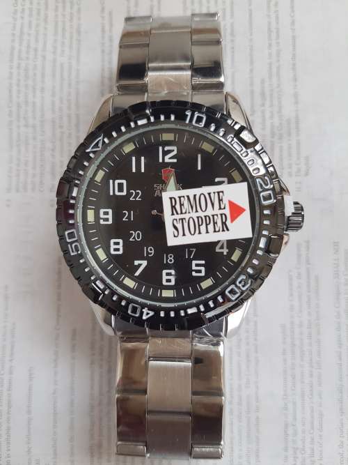 SHARK-ARMY-Official-Black-Date-Stainless-Steel-Quartz-Mens-Sport-Wrist-Watch  Ref44