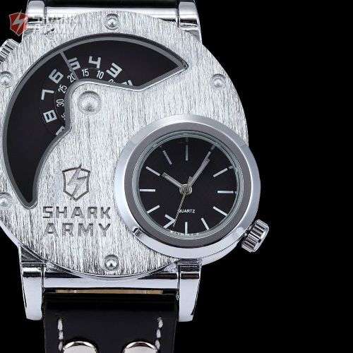 Shark Army Oversize Dual Time Zone Analog Sport Watch  Ref48