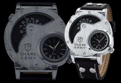 Shark Army Oversize Dual Time Zone Analog Sport Watch  Ref48