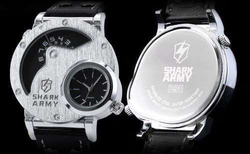 Shark Army Oversize Dual Time Zone Analog Sport Watch  Ref48