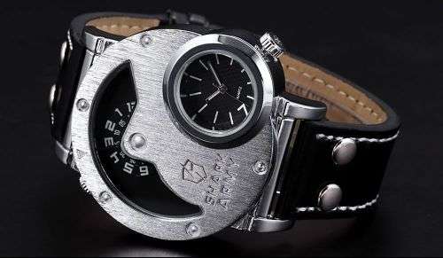 Shark Army Oversize Dual Time Zone Analog Sport Watch  Ref48