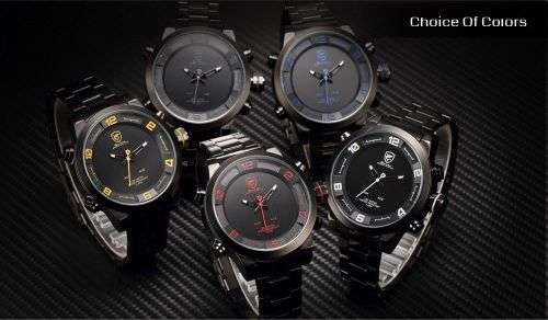 Gulper Shark Mens Digital LED Stainless Steel Band Date Sport Quartz Wrist Watch Ref 49