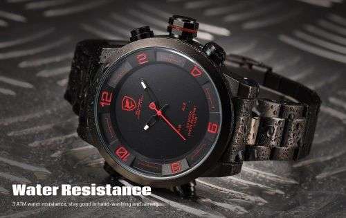 Gulper Shark Mens Digital LED Stainless Steel Band Date Sport Quartz Wrist Watch Ref 49