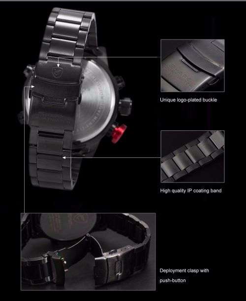 Gulper Shark Luxury Red Date Day Digital LED 3D Steel Sport Quartz Men New Watch Ref 50