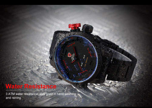 Gulper Shark Luxury Red Date Day Digital LED 3D Steel Sport Quartz Men New Watch Ref 50