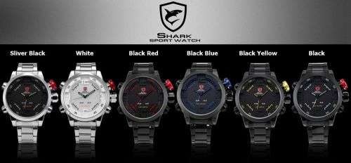 Shark Men's Gulper Digital LED Black Yellow Date Day Big Dial Sport Quartz Watch Ref 51