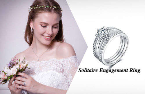 Gorgeous 1.5ct Cubic Zirconia Wedding Ring Sets 925 Solid Sterling Silver - Sz 8