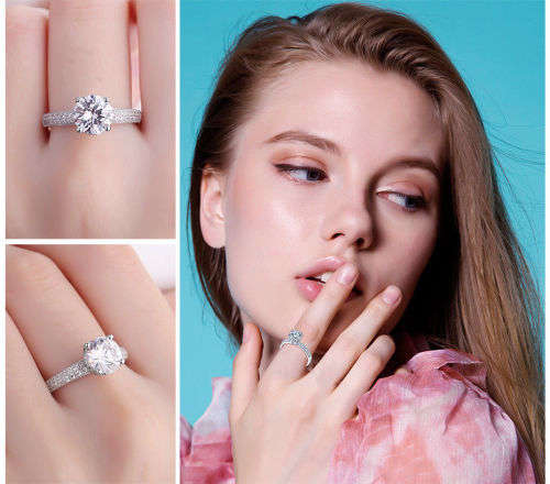 925 Solid Sterling Silver 1.9ct Cubic Zirconia Solitaire Engagement Ring  - Ring Size 7