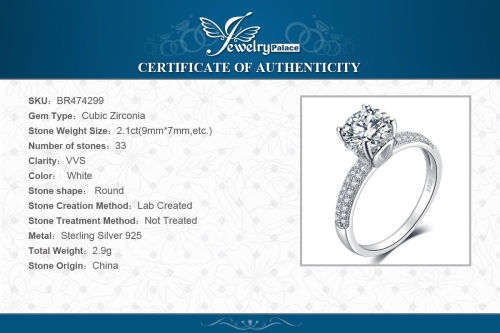 925 Solid Sterling Silver 1.9ct Cubic Zirconia Solitaire Engagement Ring  - Ring Size 7