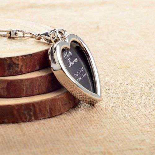Memory Insert Heart Shaped Photo Frame Pendant Key chain