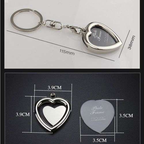 Memory Insert Heart Shaped Photo Frame Pendant Key chain