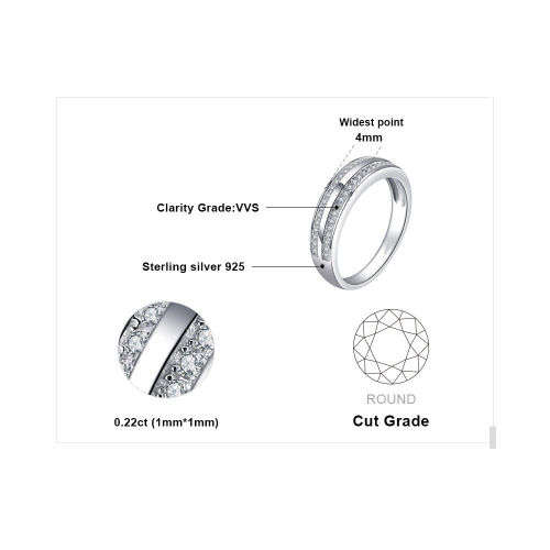 925 Solid Sterling Silver Cubic Zirconia Anniversary Wedding Band  - Ring Size 8