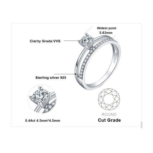 925 Solid Sterling Silver Cubic Zirconia Wedding Ring   - Ring Size 6