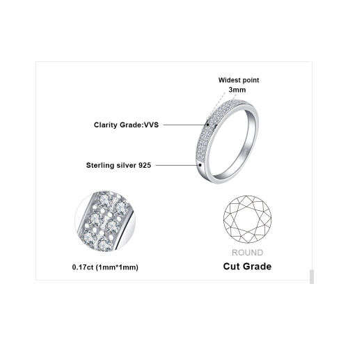 925 Solid Sterling Cubic Zirconia Anniversary Wedding Eternity Ring - Size 7