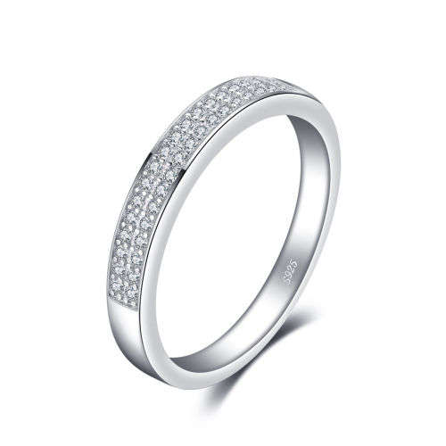 925 Solid Sterling Cubic Zirconia Anniversary Wedding Eternity Ring - Size 7