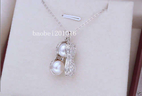 Fashion Gold Chain Peanut Pendant Necklace style - Silver