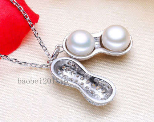 Fashion Gold Chain Peanut Pendant Necklace style - Silver