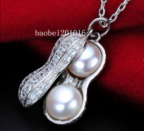 Fashion Gold Chain Peanut Pendant Necklace style - Silver