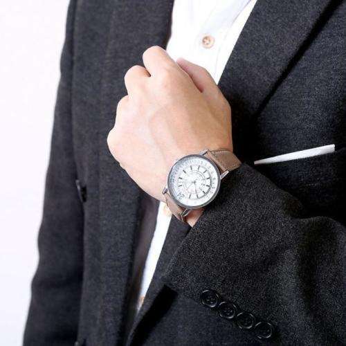 Men Military Sport Watch Stainless Steel Leather Analog Quartz