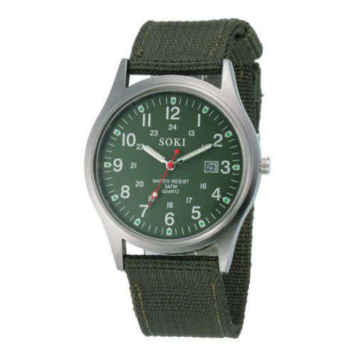 SOKI Military Army Watch Men Sport Canvas Band Analog Quartz Wrist Watch