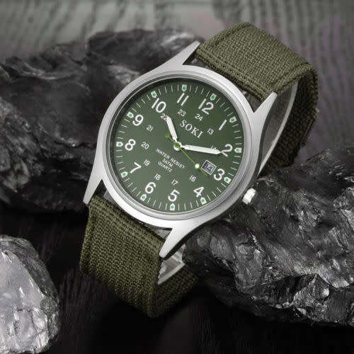 SOKI Military Army Watch Men Sport Canvas Band Analog Quartz Wrist Watch