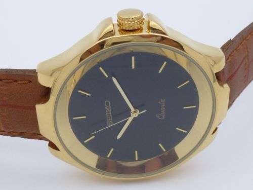 SEIKO QUARTZ JAPAN WRIST WATCH GENTS MEN GOLD PLATED QUARTZ