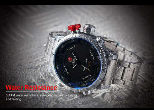 GENUINE Shark Digital LED Date Big Face Silver Black Quartz Sport Wrist Watch Ref31