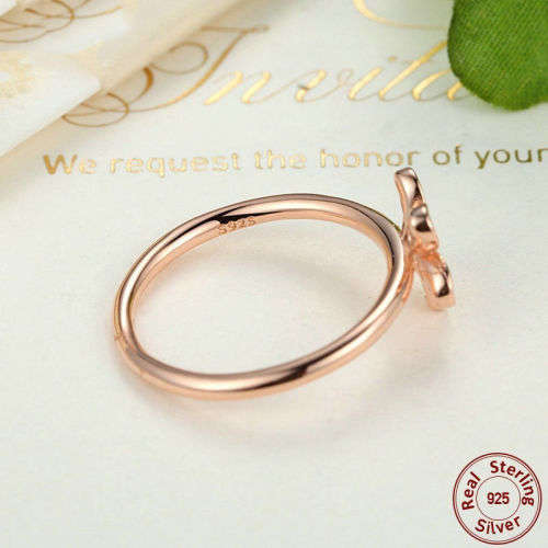 925 Silver Daisy Ring Flower White Topaz Rose Gold Wedding Jewelry Size 9