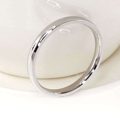 4mm Stainless Steel Polished Wedding Engagement Ring Silver Size 13